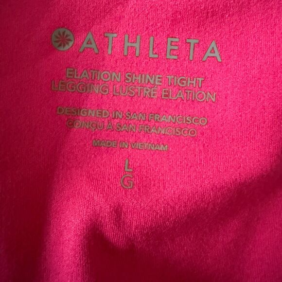 Athleta Elation Shine Tight Leggings Bright Pink Metallic Barbie Cosplay Size L - Picture 3 of 7